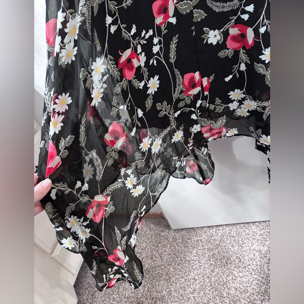 Black Dress with Pink and White Floral Design - Picture 6 of 8